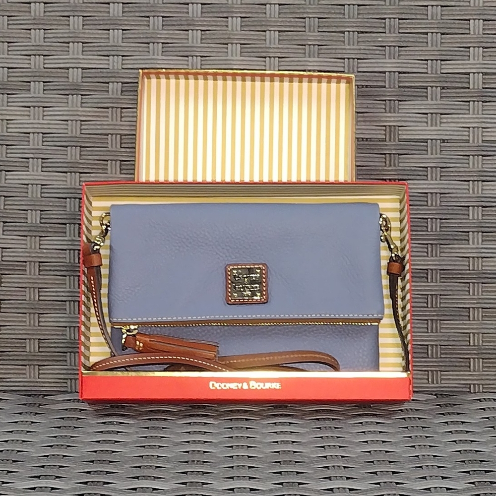 Dooney & Bourke Blue and Brown Clutch Wristlet